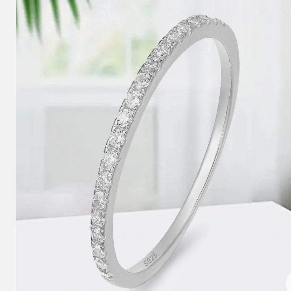 Sterling Silver Half Eternity Band Ring Size 6 Midi Ring Gift Special Occasion